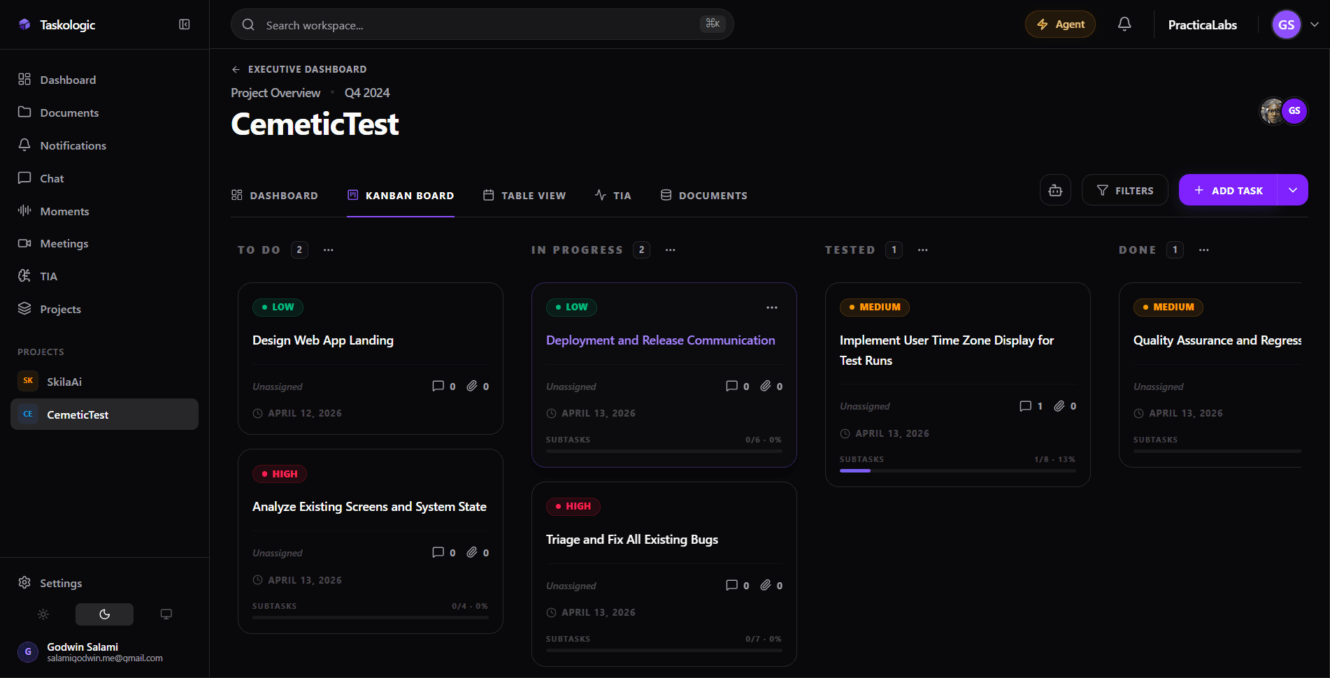 Tasks in Taskologic